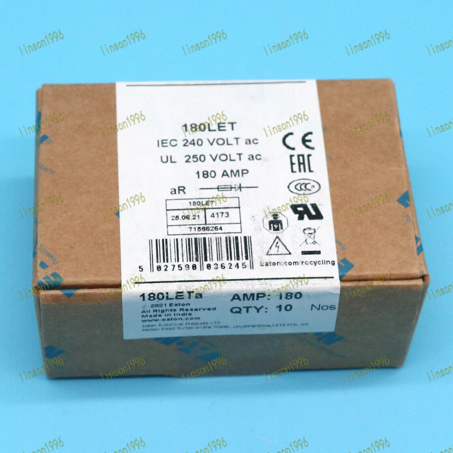 10PC Eaton Bussmann BS88:4 180A 240VAC Fuse in Box - EATON BUSSMANN