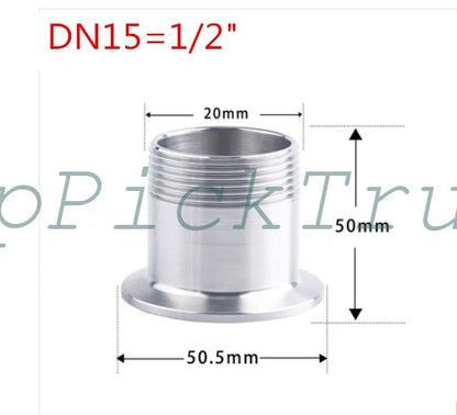 Steel Sanitary Male Threaded Ferrule Pipe Fitting Tri Clamp Adapter 304Stainless