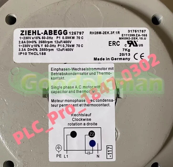 RH28M-2EK.3F.1R 1PCS ZIEHL-ABEGG RH28M-2EK.3F.1R Radial Fan Fast ship