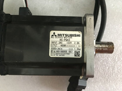Used Mitsubishi Servo Motor HC-PQ43: Tested and in Excellent Condition - MITSUBISHI