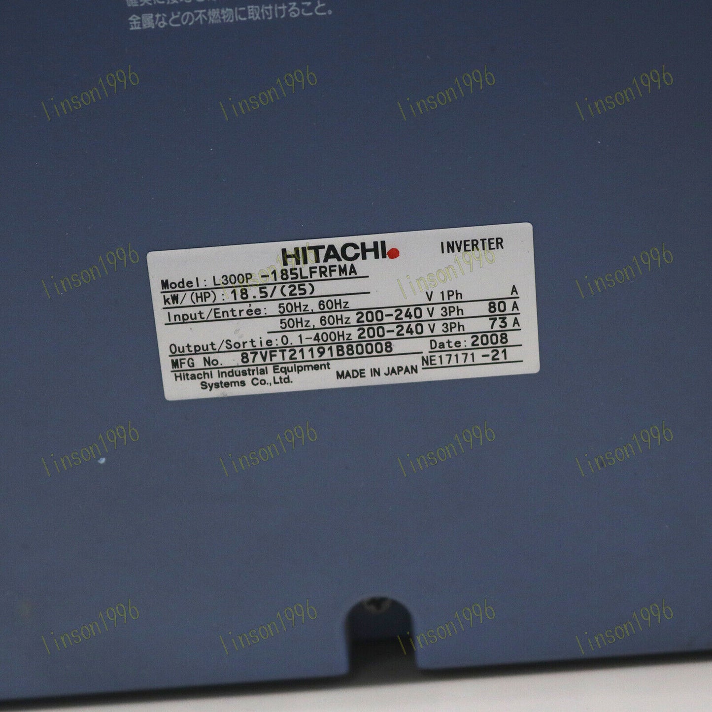 Used Hitachi L300P-185LFRFMA Inverter 220V 18.5KW Tested Good - HITACHI
