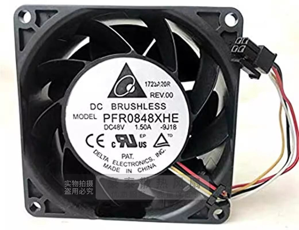 Delta PFR0848XHE 8038 DC48V 1.50A 8CM 4-Wire Silent Cooling Fan