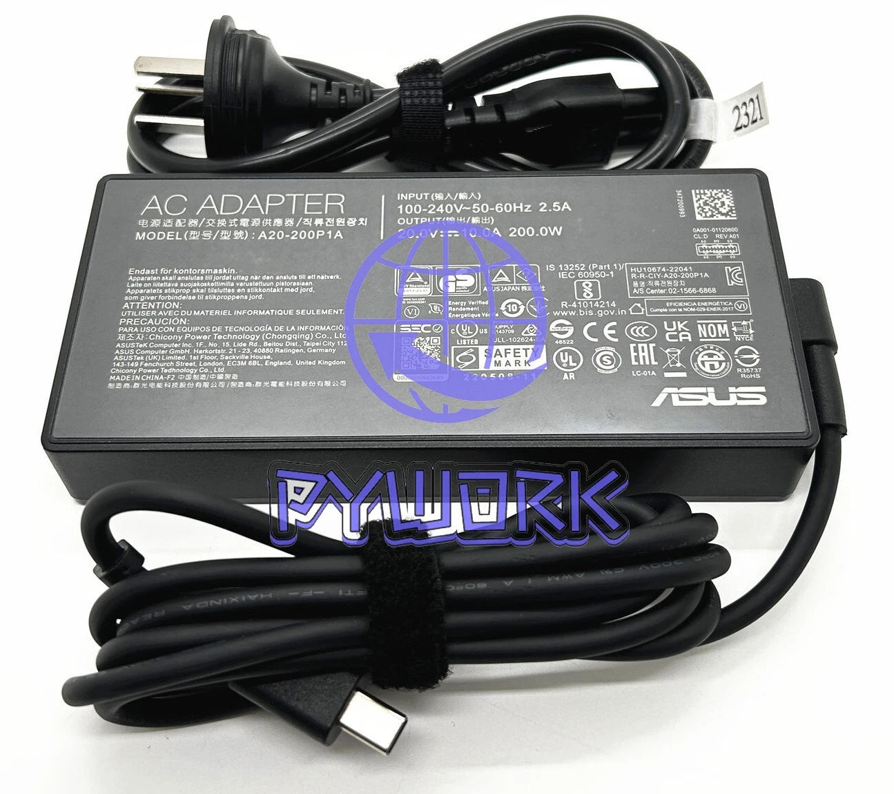 ASUS A20-200P1A 200W 20V 12A AC Adapter Charger Proprietary Rectangular-