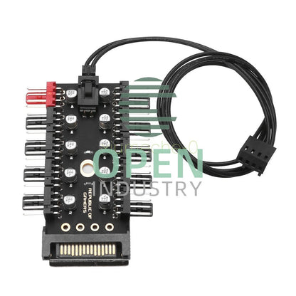 PC 1 to 10 Cooling Fans Hub Splitter 12V PWM Sata Power Suppply Speed Controller