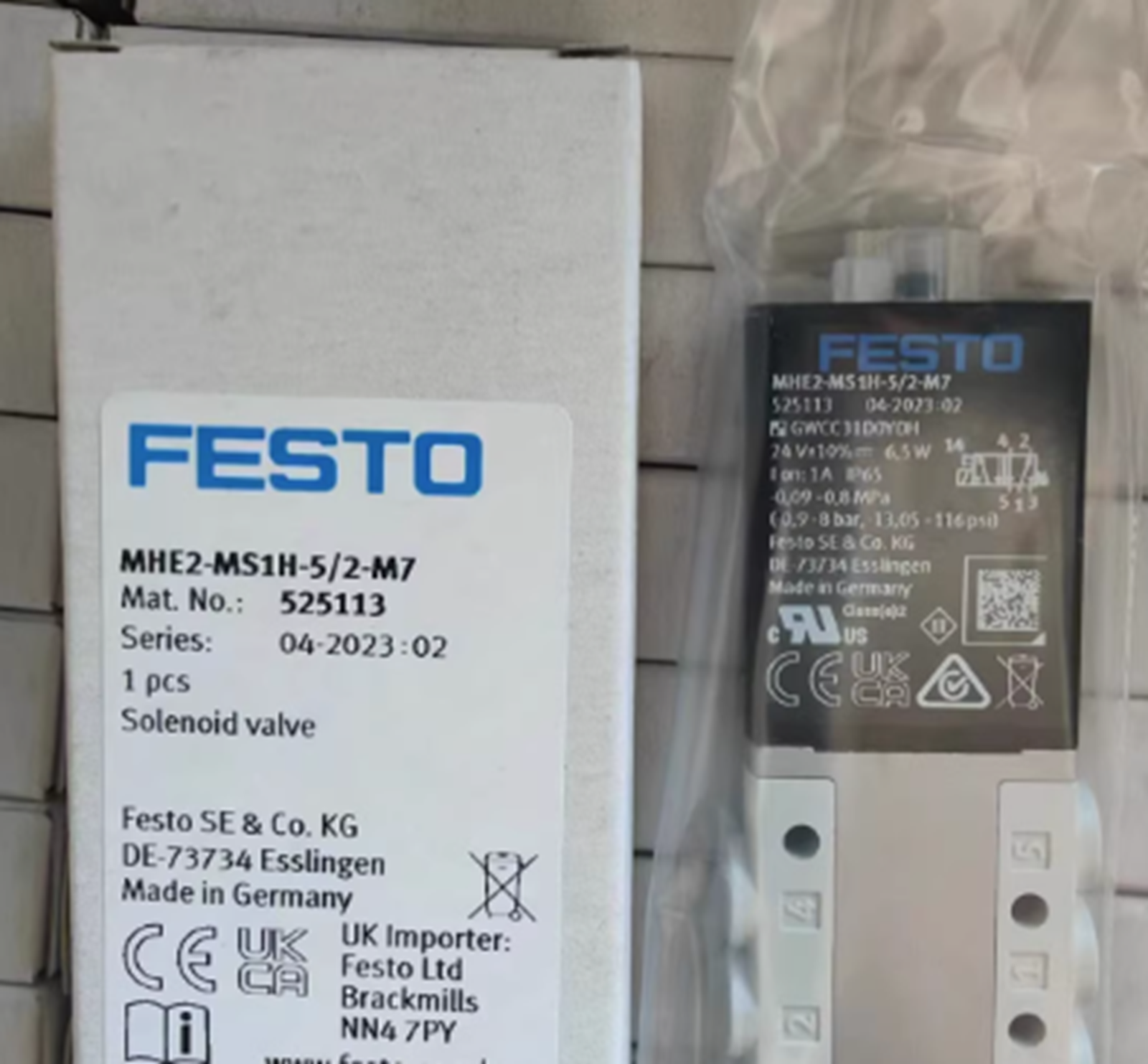 FESTO MHE2-MS1H-5/2-M7 525113 Solenoid Valve FESTO