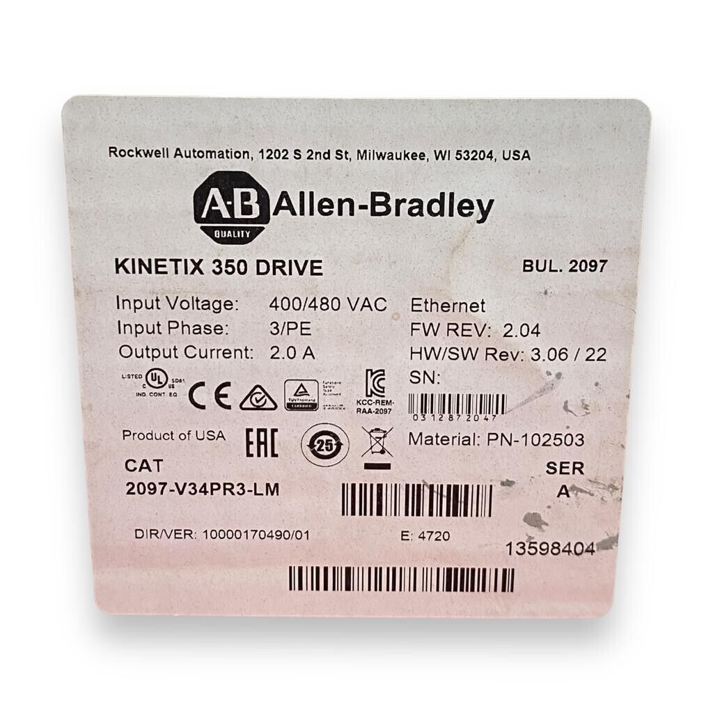 Allen-Bradley 2097-V34PR3-LM - 20x30x40 cm, 5 kg, XXL Size - ALLEN-BRADLEY
