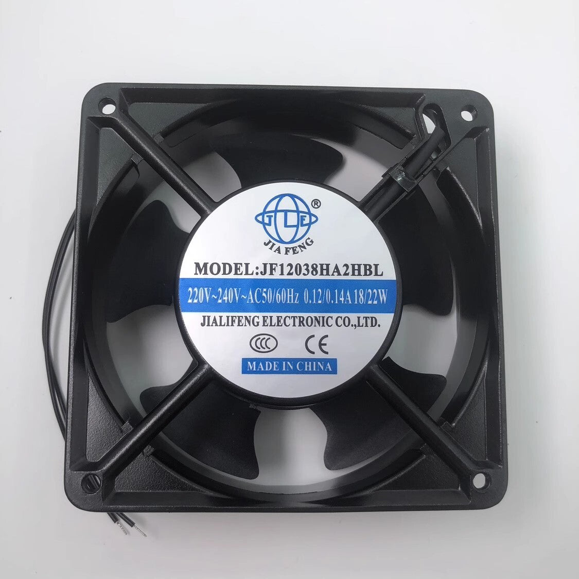 1PCS JF12038HA2HBL 12038 AC220V-240V 0.12A/0.14A Metal Axial Cooling Fan