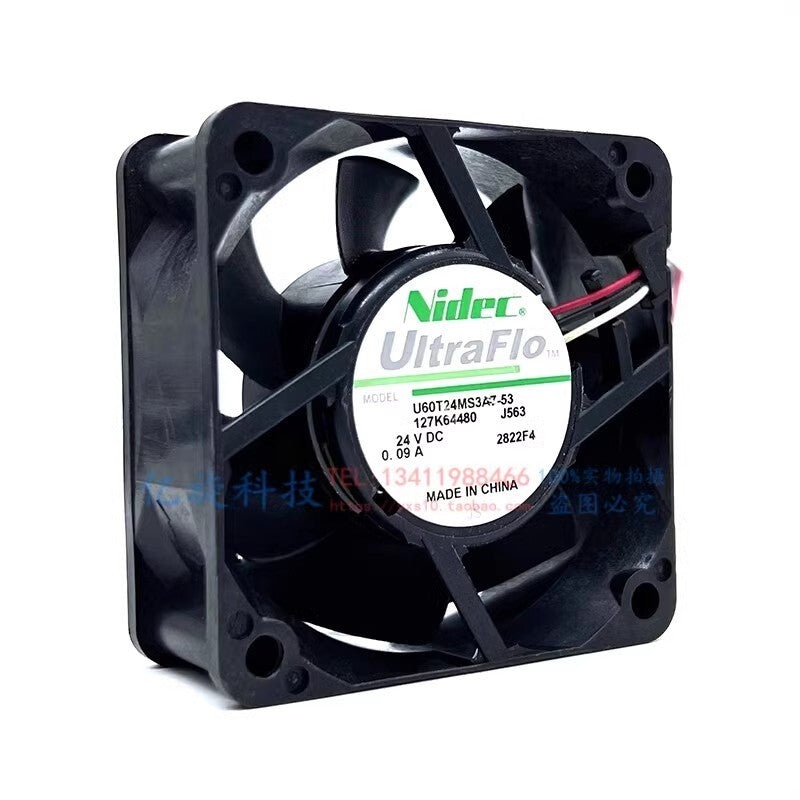 Nidec U60T24MS3A7-53 6025 DC24V 0.09A 6CM 3-Wire Inverter Cooling Fan
