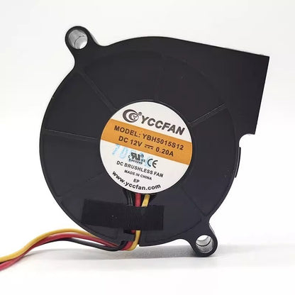 1PCS YBH5015S12 5015 DC12V 0.20A 5CM 3-Pin Mute Turbo Cooling Fan