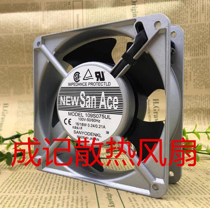 SANYO 109S075UL 100V 18/16W 0.24/0.21A 120*120*38MM Aluminum Frame Cooling Fan