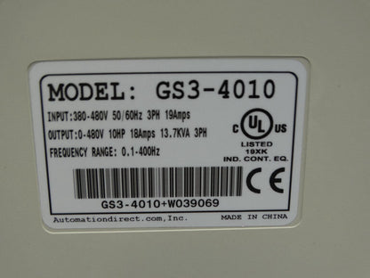 AUTOMATION DIRECT GS3-4010 DRIVE - AUTOMATION DIRECT