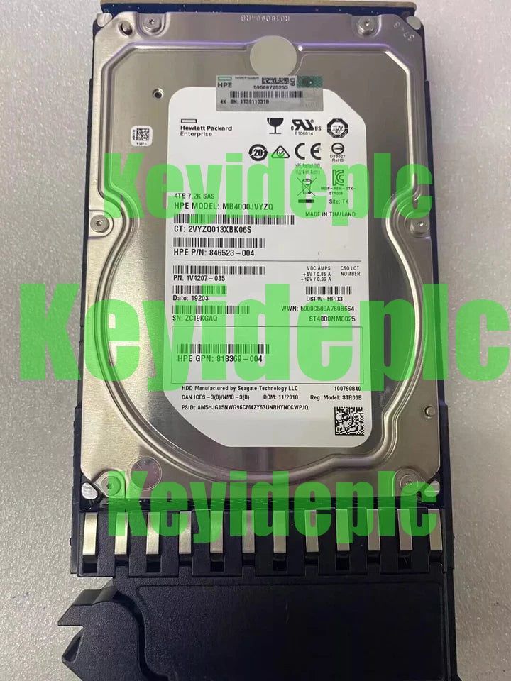 For HP MSA 4TB 12G SAS 7.2K 3.5IN MIDLINE HARD DRIVE K2Q82A 801557-001 #ke
