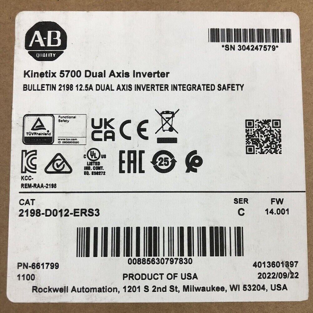 Sealed Allen Bradley Kinetix 5700 Dual Axis Inverter Module 2198-D012-ERS3 - ALLEN BRADLEY