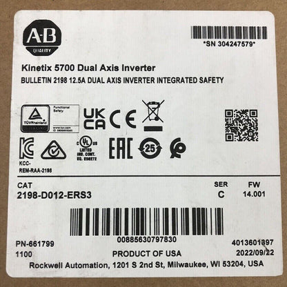 Sealed Allen Bradley Kinetix 5700 Dual Axis Inverter Module 2198-D012-ERS3 - ALLEN BRADLEY