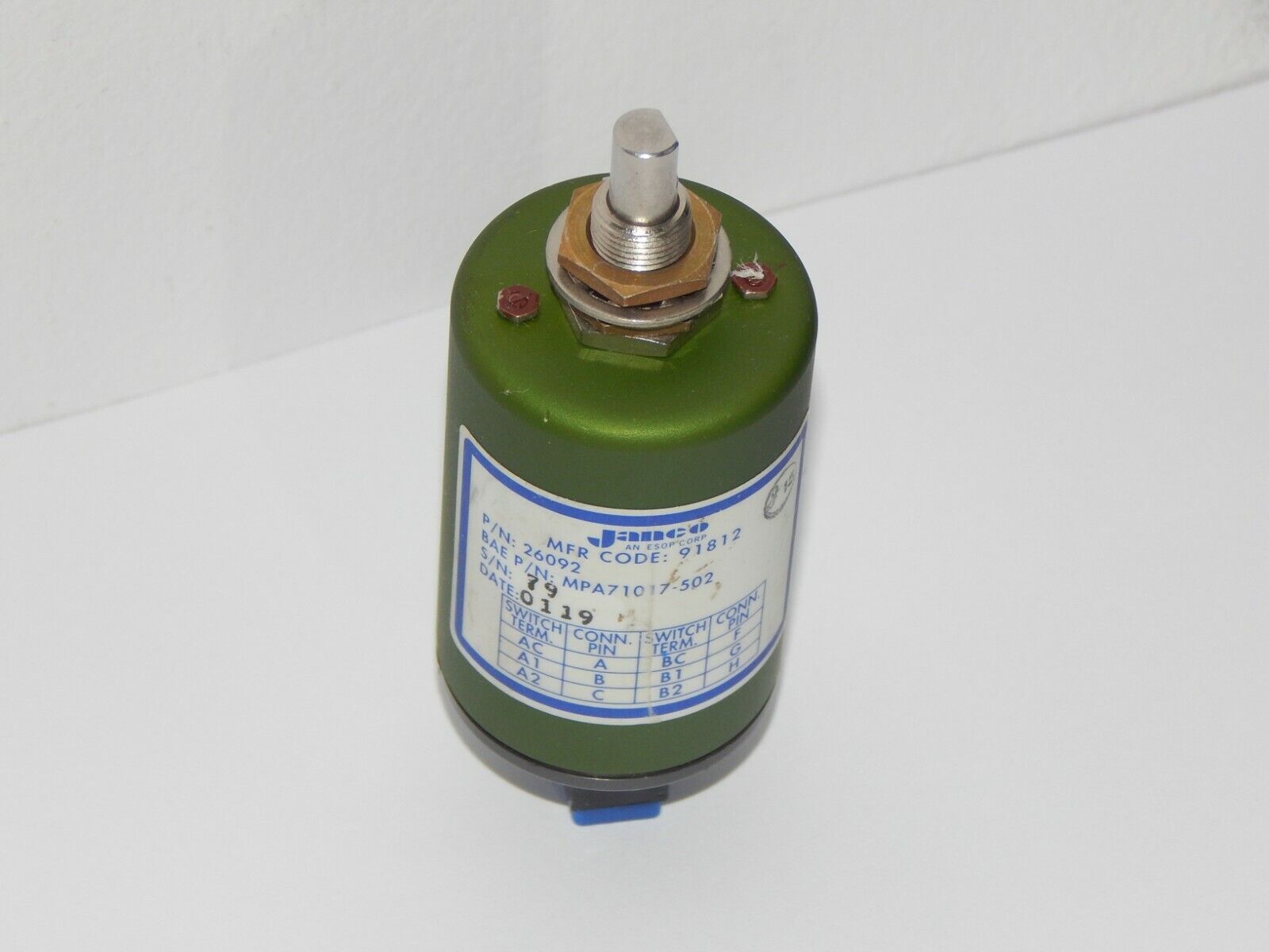 Aircraft JANCO 26092 Rotary Gear Switch MPA71017-502 - JANCO