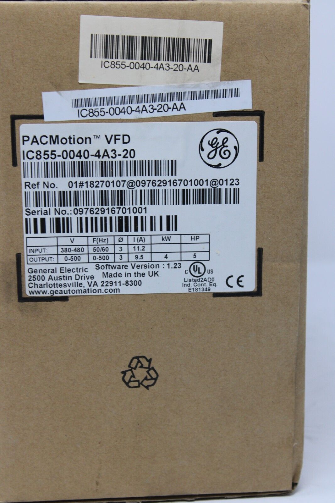 new GE IC855-0040-4A3-20 PACMotion VFD Drive Emerson