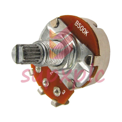 2PCS B500K Full Size Long Split Shaft Guitar Volume Pots 18mm Long Shaft