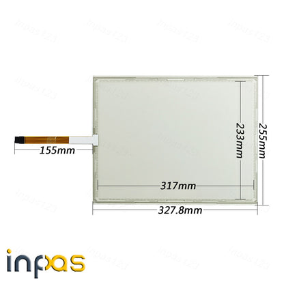 new For 6186M-15PT 6186M-15PTSS Touch panel screen glass + Front Film overlay