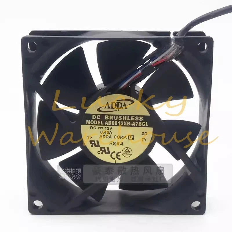 ADDA AD0812XB-A7BGL DC12V 0.45A 8025 4-Wire Silent Cooling Fan