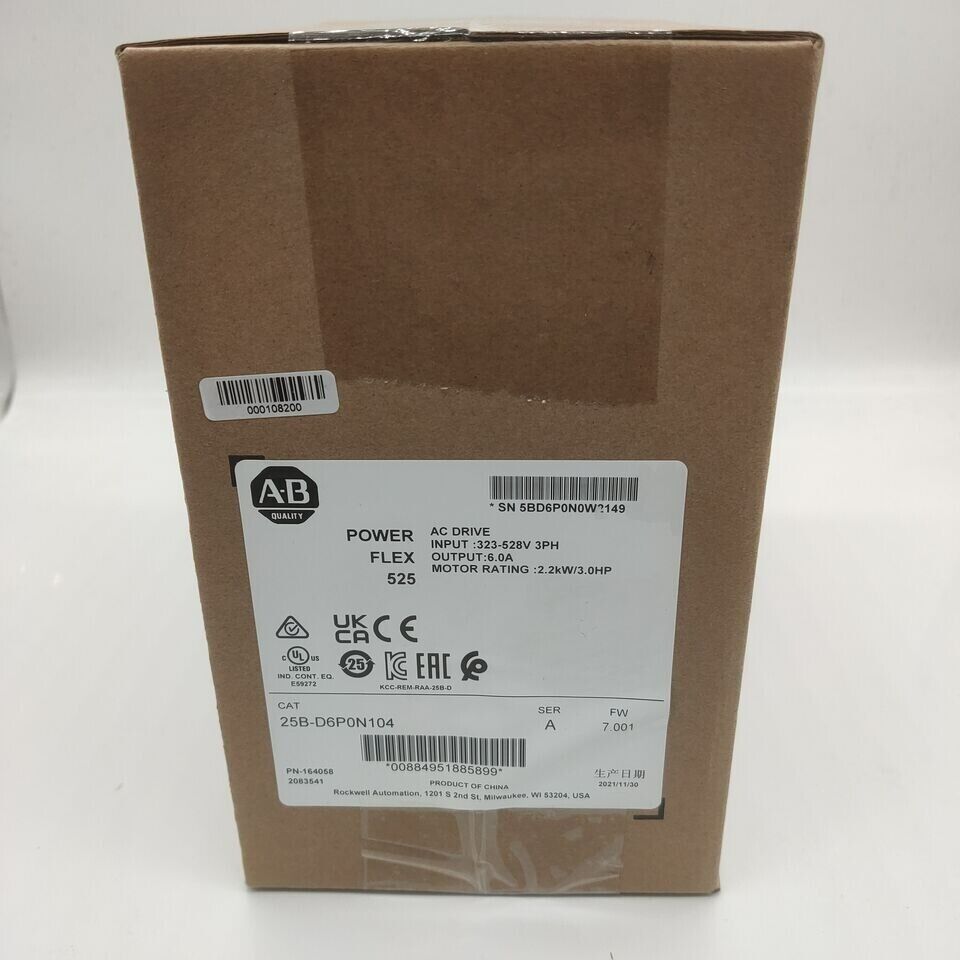 Allen-Bradley PowerFlex 525 2.2kW AC Drive Sealed Motor 25B-D6P0N104 - ALLEN-BRADLEY