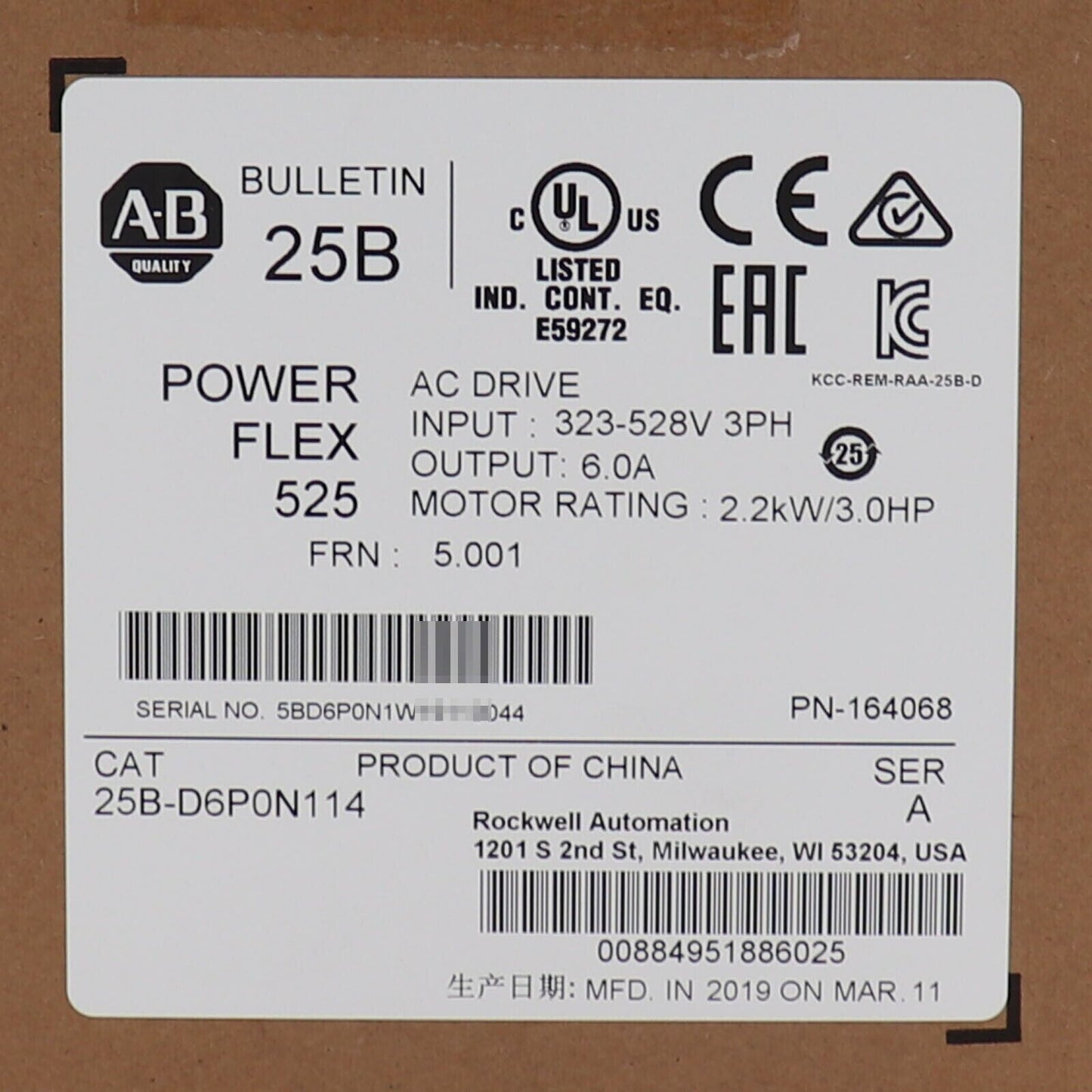 New Sealed Genuine AB 25B-D6P0N114 SER A SHIP - KOEED