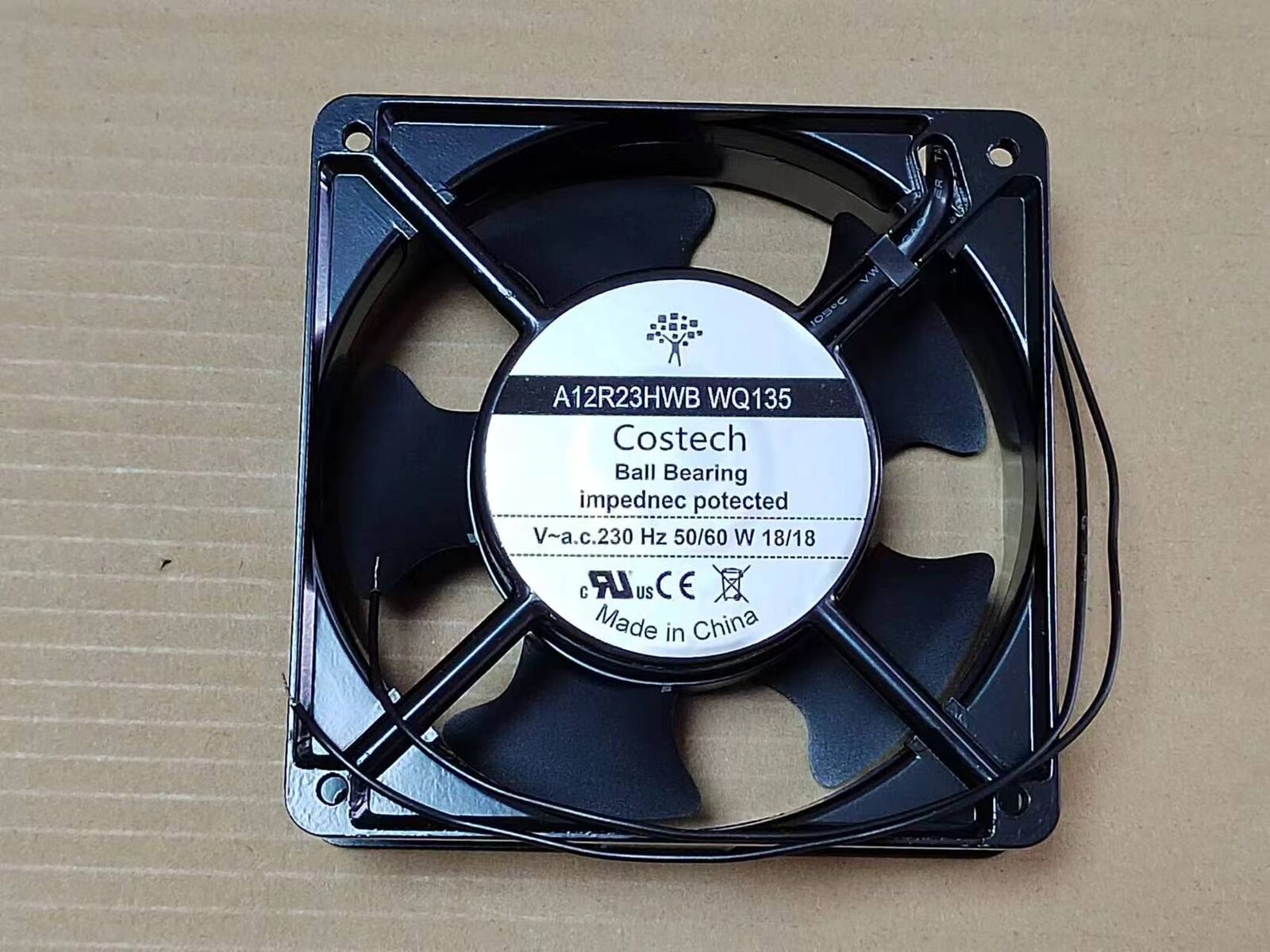 Costech Fan A12R23HWB WQ135 AC230V 12038 12CM 2 wire aluminum frame fan - COSTECH