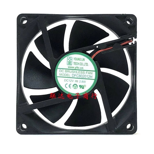 YONGLING DFC802012H 8020 DC12V 2.8W 8CM 3-Wire Cooling Fan