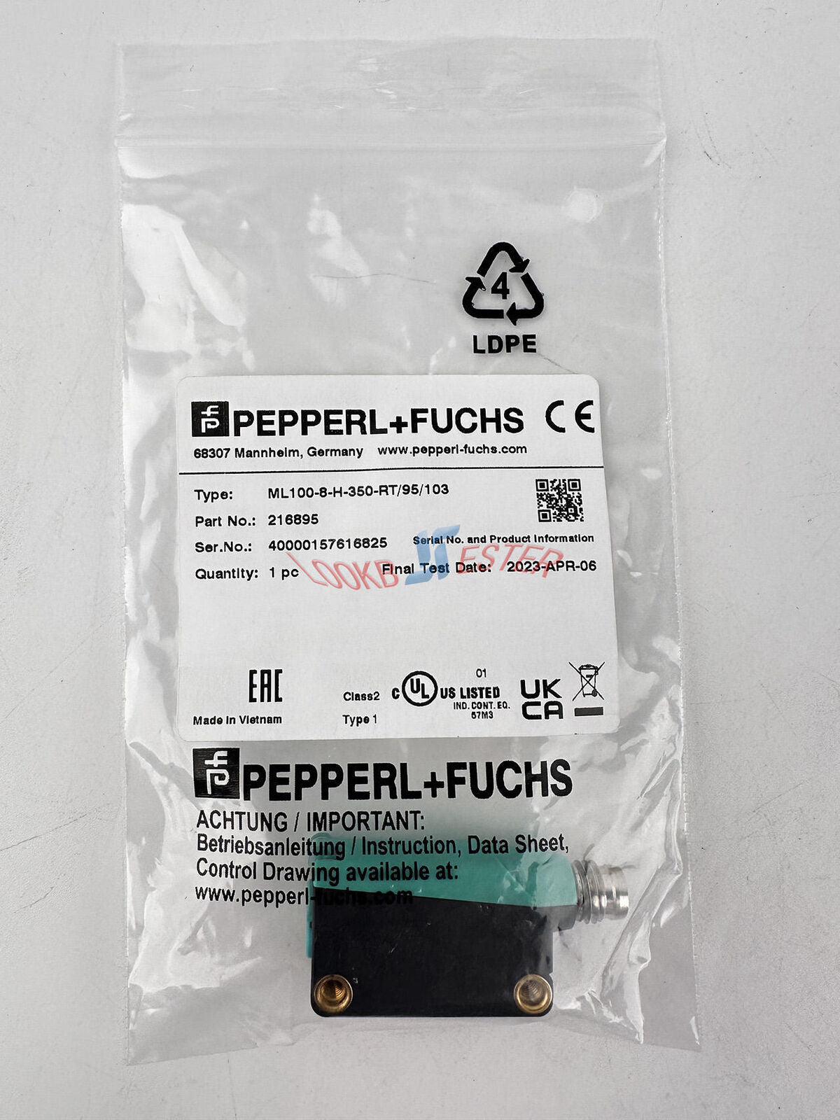 new ML100-8-H-350-RT/95/103 PEPPERL+FUCHS BACKGROUND SUPPRESSION SENSOR 350MM - PEPPERL+FUCHS