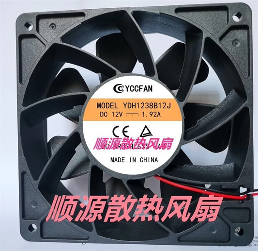 YCCFAN YDH1238B12J 12038 DC12V 1.92A 12CM 2-wire silent cooling fan