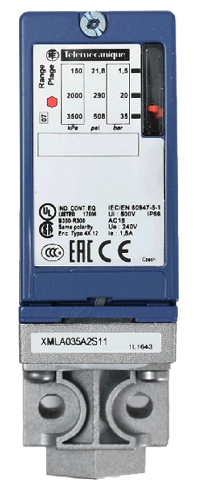 Differential Pressure Switch Sensor, SCHNEIDER ELECTRIC XMLA035A2S11 - SCHNEIDER ELECTRIC