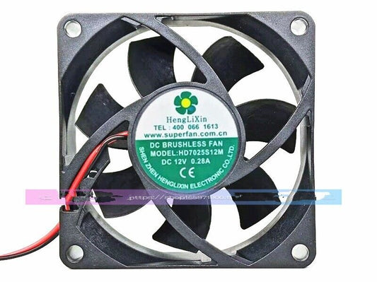 new 1 PCS HengLiXin Fan HD7025S12M DC 12V 0.28A 7025 7CM 2 wire cooling fan - HENGLIXIN FAN