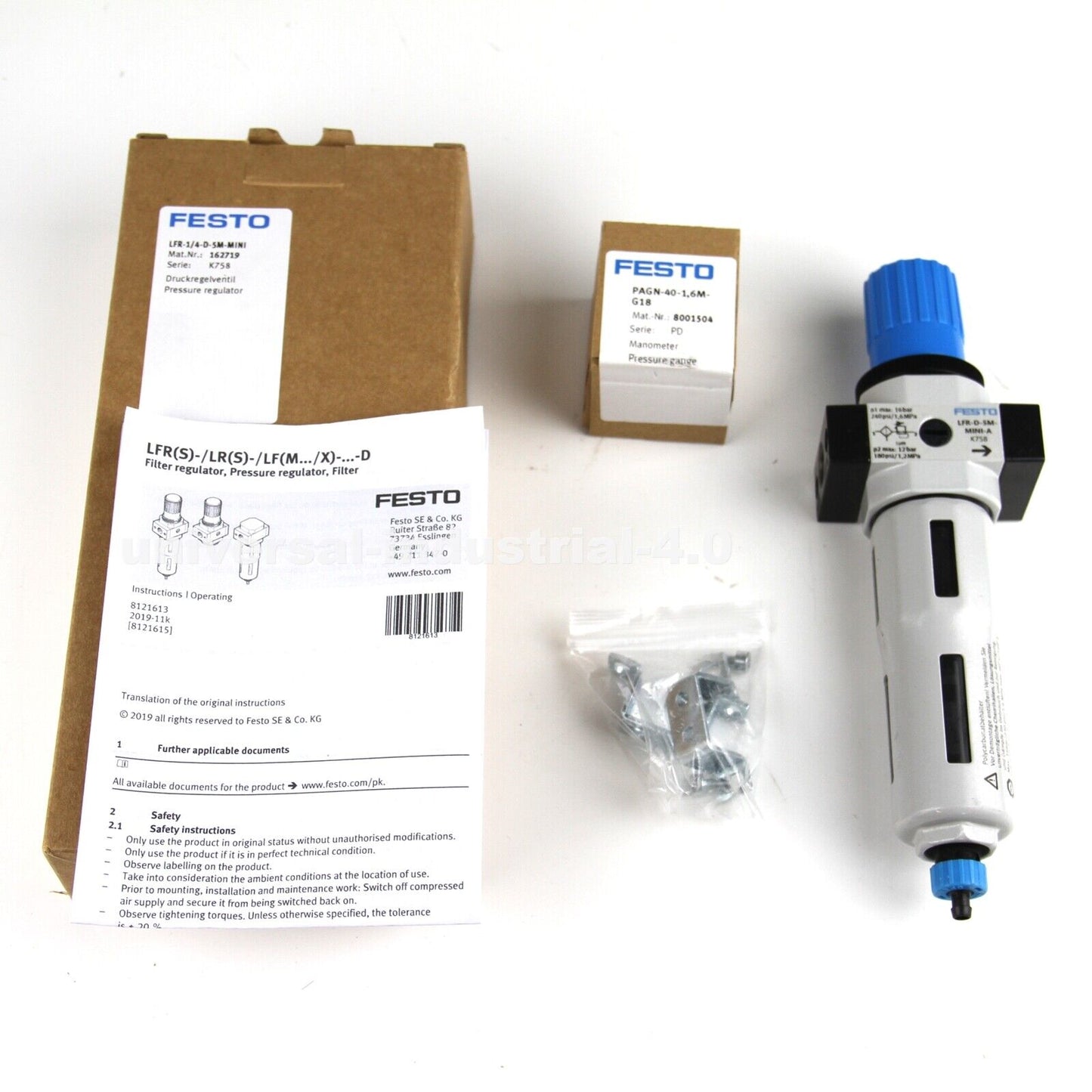 FESTO LFR-1/4-D-5M-MINI FILTER REGULATOR WITH PRESSURE GAUGE - FESTO