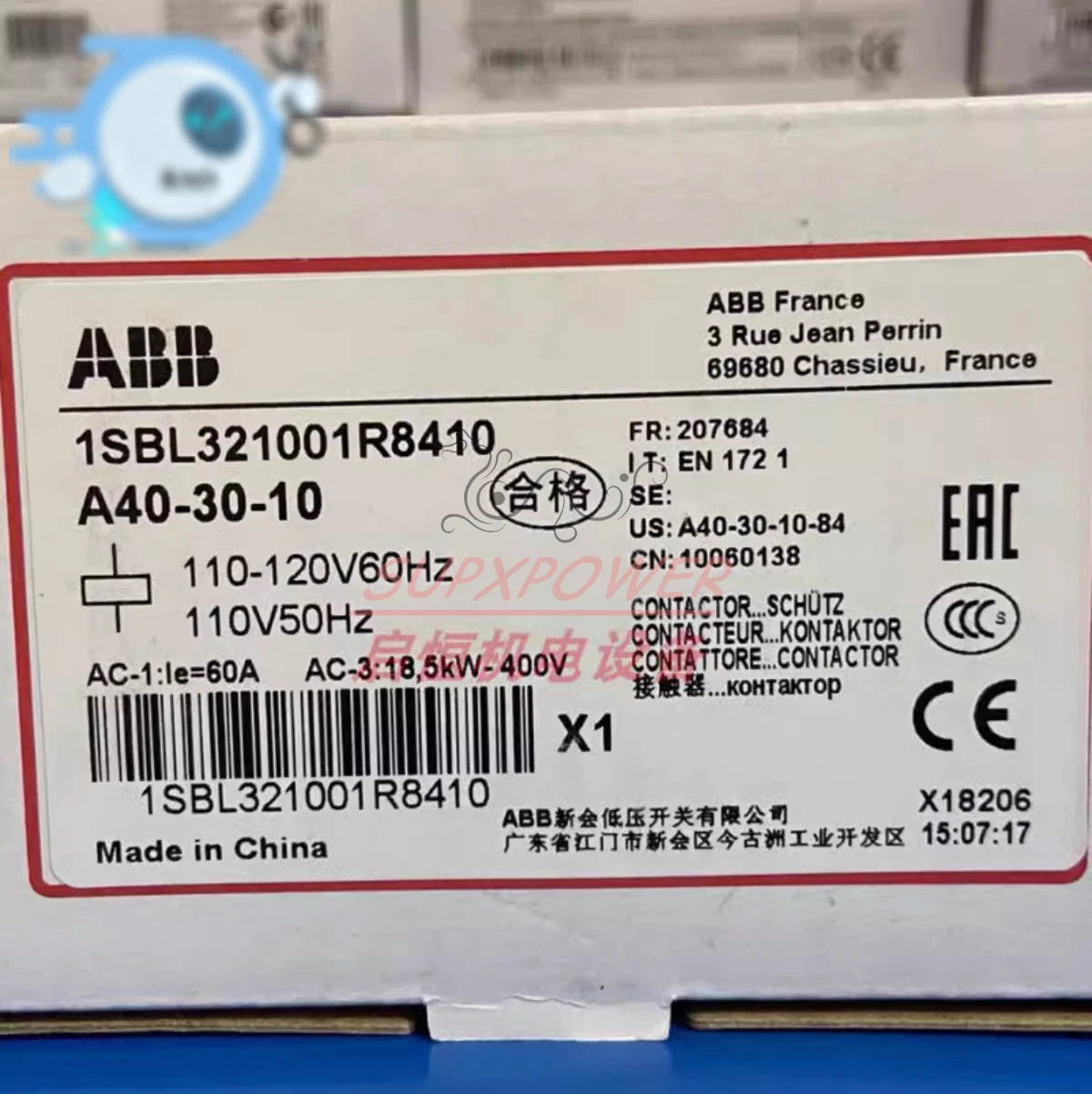 ABB A40-30-10 Contactor 110V50Hz/110-120V60Hz 1SBL321001R8410 (1PCS)