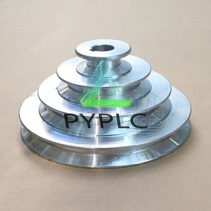OD 130mm, 4 Step Pulley 16mm Bore for 1/2" = 12.7mm Belt width - Cast Aluminum