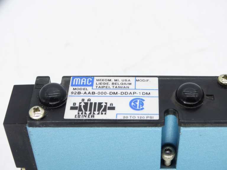 MAC VALVES INC. 92B-AAB-DM-DDAP-1DM VALVE - MAC VALVES INC.
