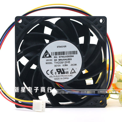 1pcs Delta THD0912HE 12V 5.28A 9038 4-wire cooling fan 4pin