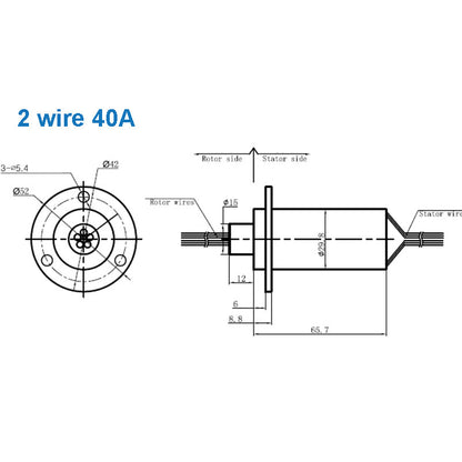 High Current Conductive Slip Ring Electric Rotary Joint 2-12 Wires 2A-60A
