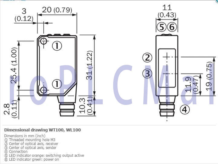 SICK WT100-P1439 Photoelectric proximity sensor ,PNP, 1PCS