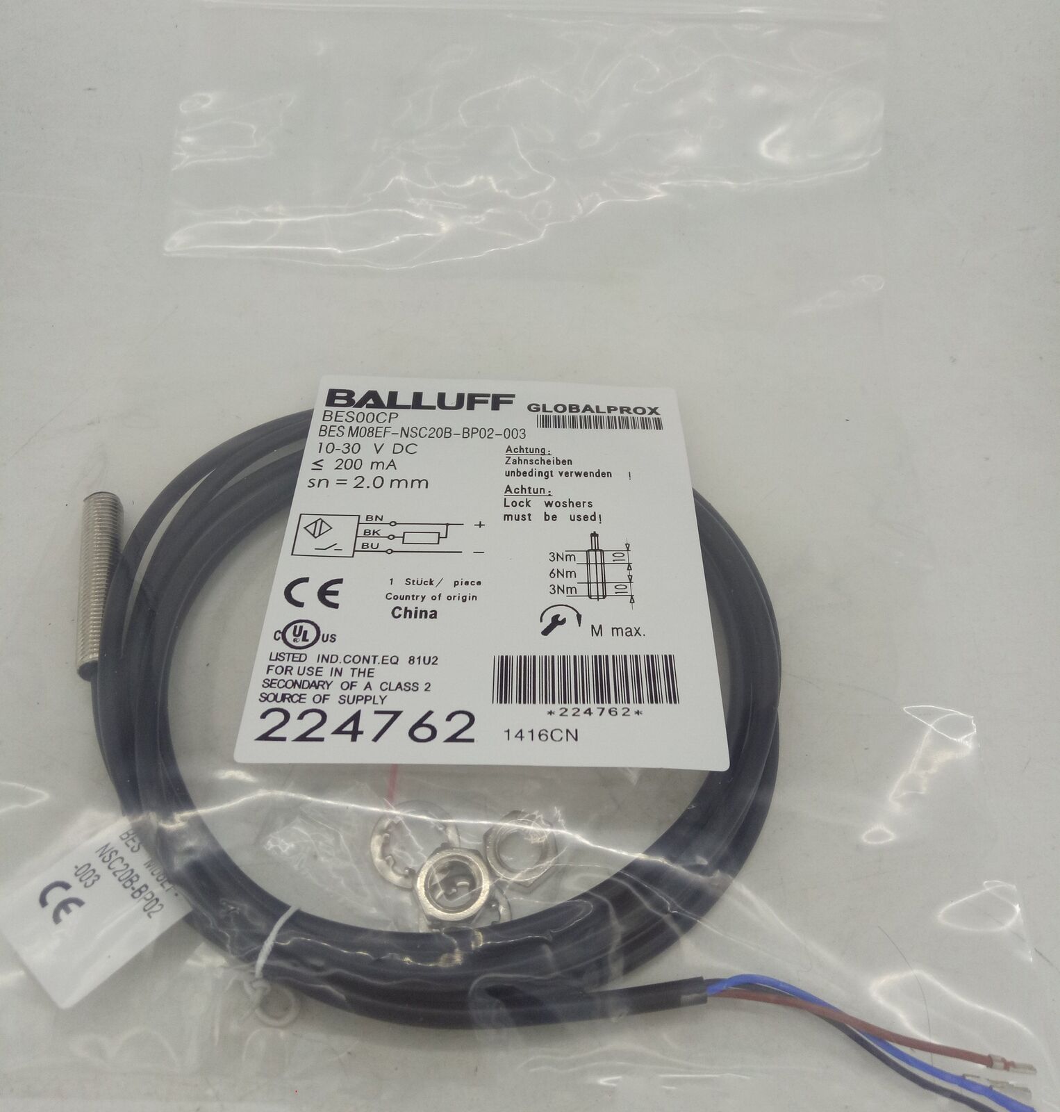 1PC BALLUFF Proximity Sensor BES M08EF-NSC20B-BP02-003 - BALLOFF