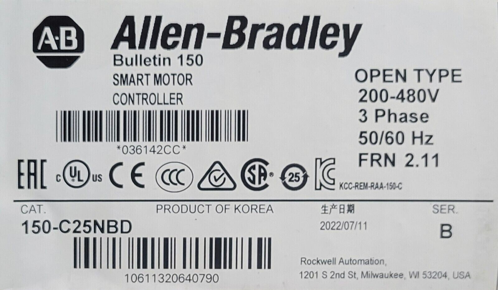 Allen-Bradley 150-C25NBD SMC-3 25A Smart Motor Controller NEW Sealed - ALLEN-BRADLEY