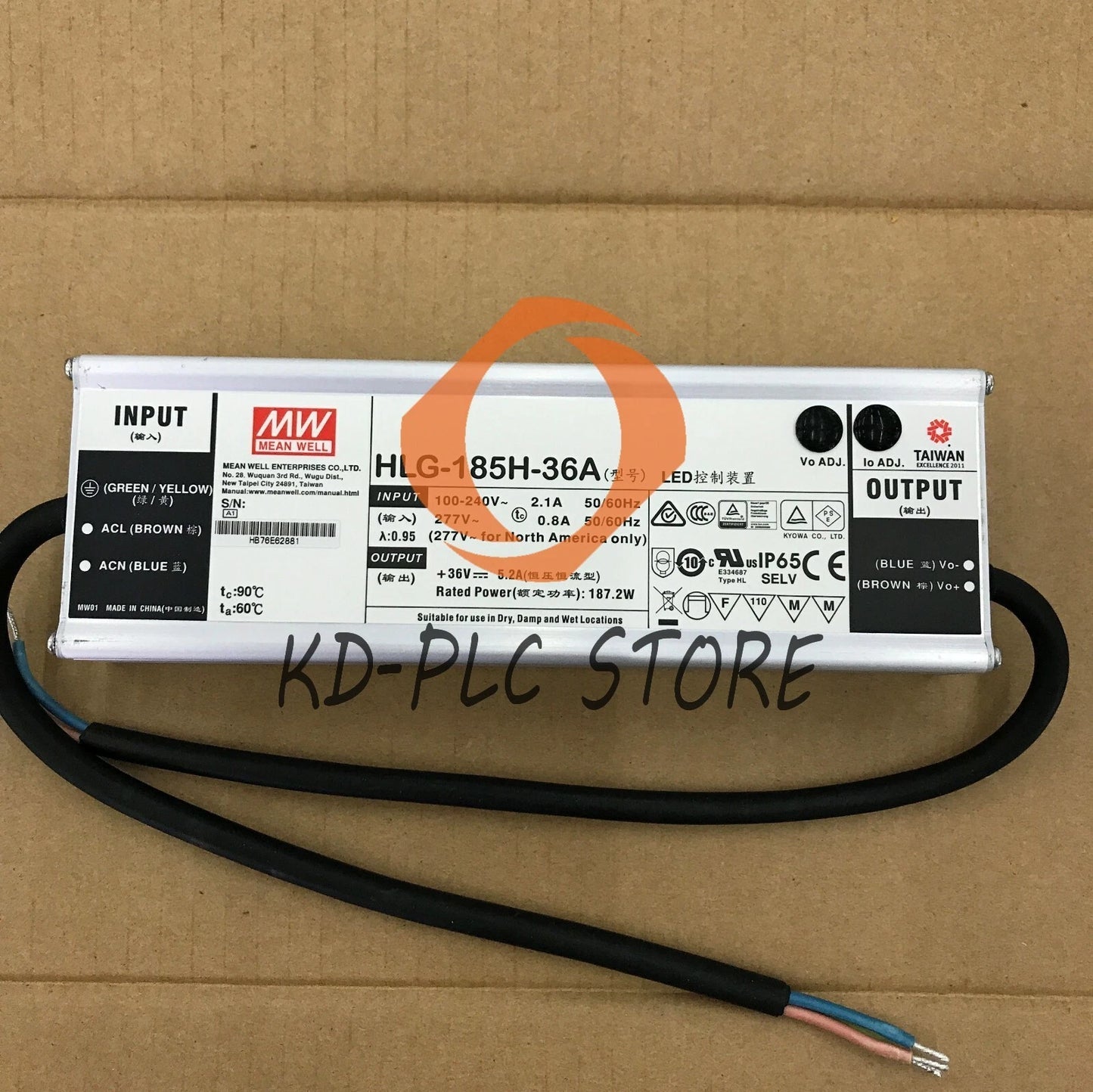 1PCS MEAN WELL HLG-185H-36A 185W 36V 5.2A power supply
