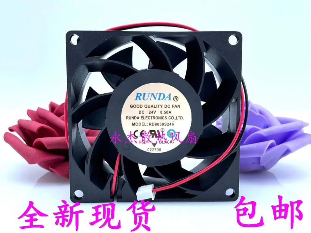 new RUNDA RD8038S24H 8038 DC24V 0.50A 8CM 2-Pin Inverter Cooling Fan