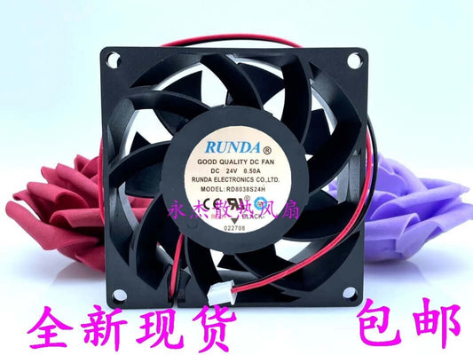 new RUNDA RD8038S24H 8038 DC24V 0.50A 8CM 2-Pin Inverter Cooling Fan