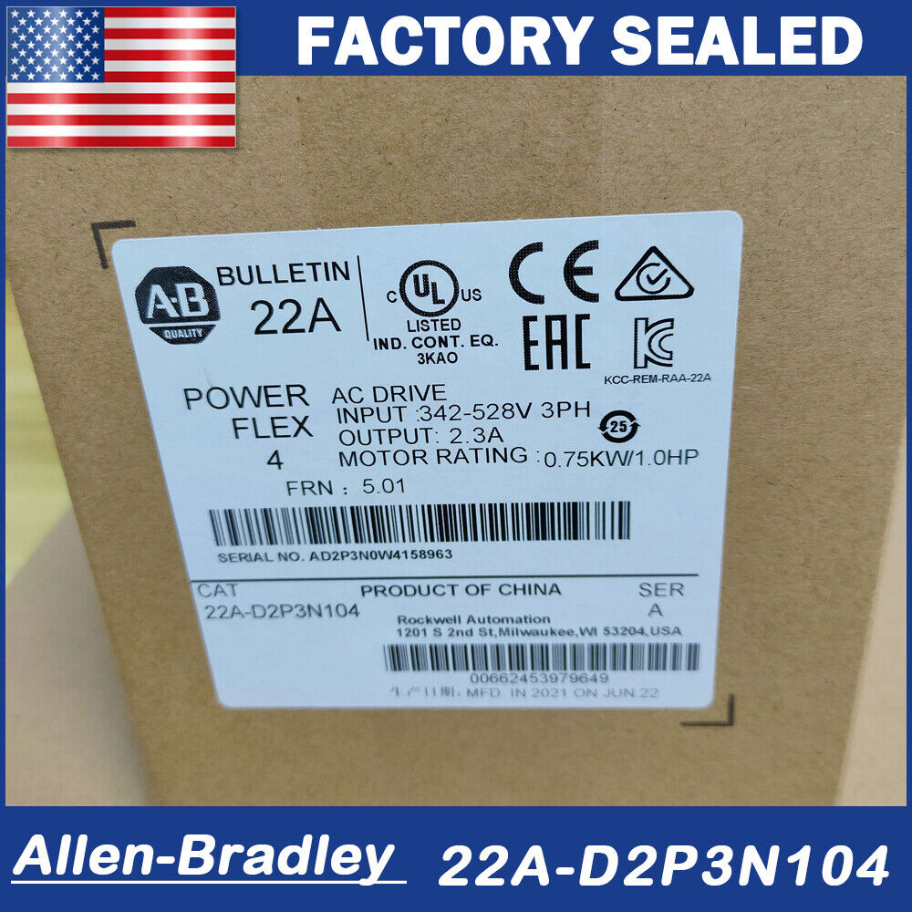 Allen-Bradley 22A-D2P3N104 Powerflex 4 AC Drive 1HP - ALLEN-BRADLEY