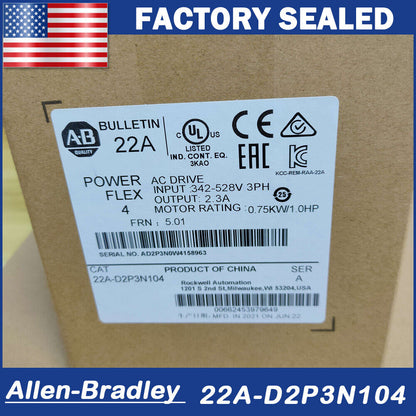Allen-Bradley 22A-D2P3N104 Powerflex 4 AC Drive 1HP - ALLEN-BRADLEY