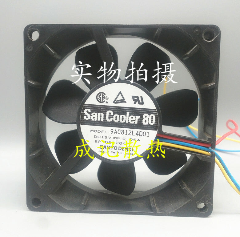 1pcs Sanyo 9A0812L4D01 FAN 80X25MM 12V 0.06A 3-wire cooling fan