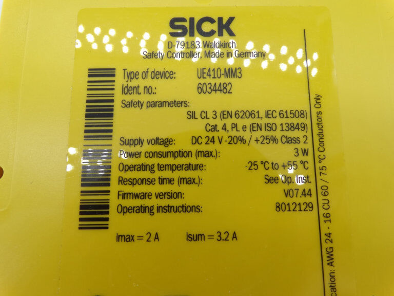 SICK UE410-MM3 RELAY Professional Industrial Relay with 24V DC Input and 1A Output - SICK