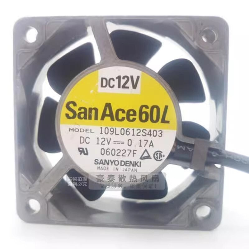 Sanyo 109L0612S403 6025 DC12V 0.17A 6CM 2-Wire Silent Cooling Fan
