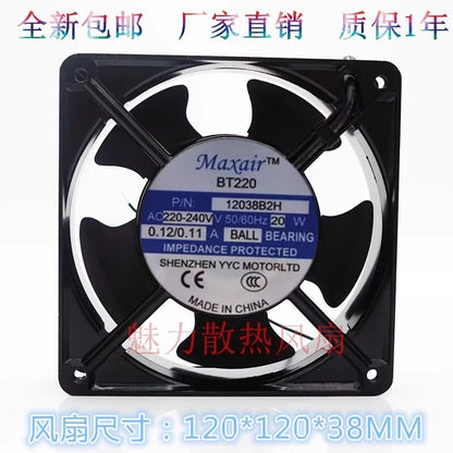 Maxair BT220 12038S2HL AC220V-240V 0.12A/0.11A 20W Axial Cooling Fan