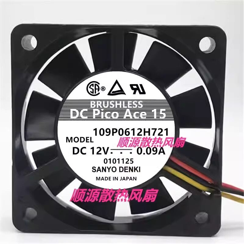 Sanyo San Ace 60 109P0612H721 DC12V 0.09A 3-Wire Cooling Fan
